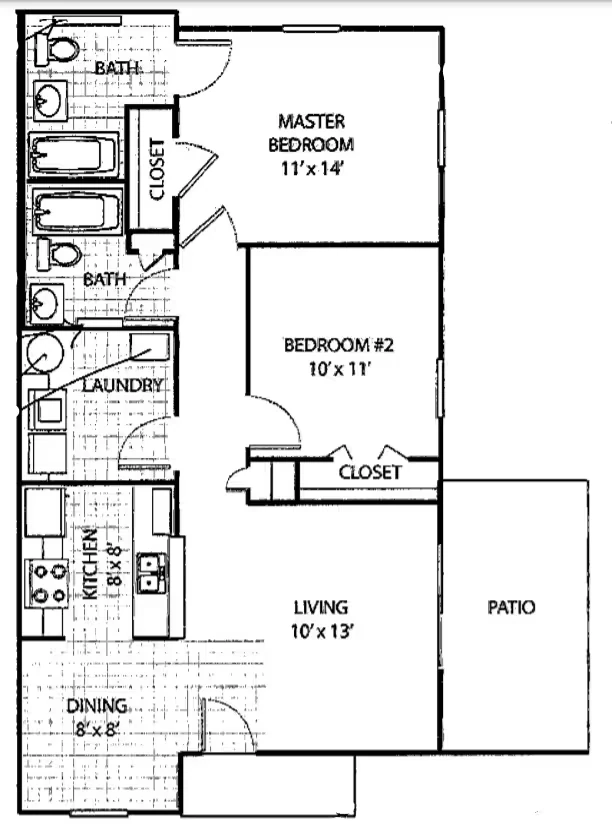 BR60D 2  Bedroom Townhome 1201 floor plan